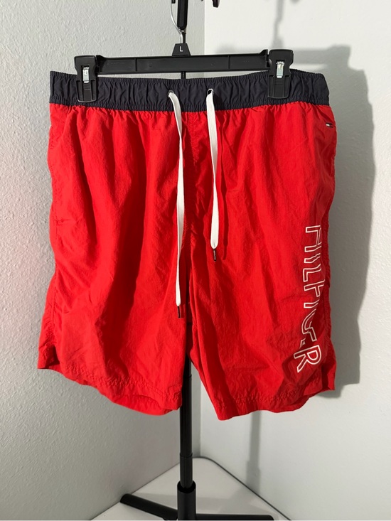 Tommy Hilfiger Other - Tommy Hilfiger Red Swim Shorts with Navy Waistband and White Drawcords